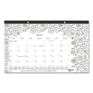 Monthly Desk Pad Calendar, Monthly Coloring Artwork, 17.75 x 10.88, Black Binding, Clear Corners, 12-Month (Jan to Dec): 2026 - 1 of 4