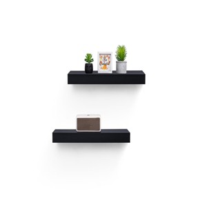 SEVOBAL Decorative Bookshelf Floating Shelves Wall Mounted Wood Shelf Hanging Bathroom Shelf Home Wall Decor Corner Shelf, Black, 18.11"*3.94"*1.57" - 1 of 4