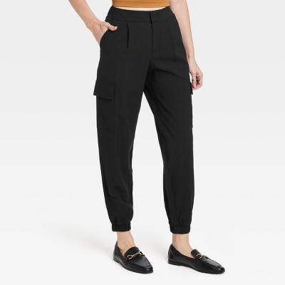 Women's High-rise Woven Ankle Jogger Pants - A New Day™ Black M