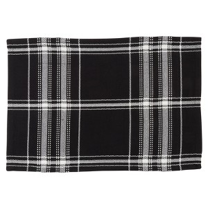 Saro Lifestyle Saro Lifestyle Small Plaid Cotton Placemats (Set of 4), Black, 14"x20" - 1 of 4