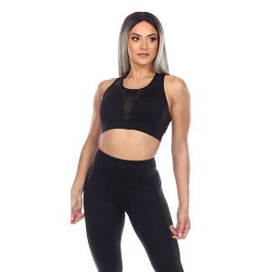 Women's Racer Back Sports Bra Black - White Mark - 1 of 4