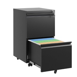 YONWAY 2 Drawer Metal File Cabinet,Filing Cabinet with Lock and Wheels,Mobile File Storage Cabinet,for Letters/Legal/A4,for Home Office and School - 1 of 4
