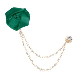 Unique Bargains Cloth Handmade Flower Lapel Pin with Gold Badge Tassel Chain Brooches 1.57 inch 1 Pc - 1 of 4