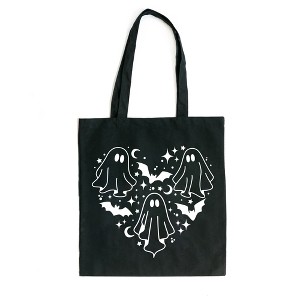 City Creek Prints Ghosts Heart Canvas Tote Bag - 15x16 - Black - 1 of 2