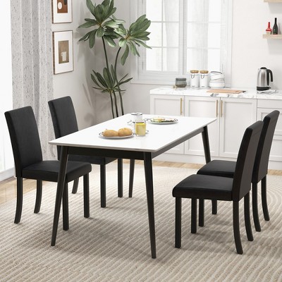 Black PU Leather Upholstered Side Chair Set with Wood Frame