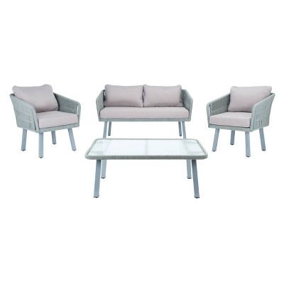 Kerson 4pc Rope Living Set - Gray - Safavieh