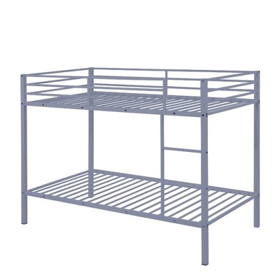 Dsvimoy Bed Low Profile Bunk Bed with Safety Features and Durable Metal Frame for Kids Room, Gray, 76.5"*14.7"*6.75"