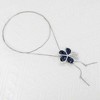 Unique Bargains Simple Pendant Small Flower Sweater Necklace 31.89" Blue Silver Tone 1 Pc - 3 of 4