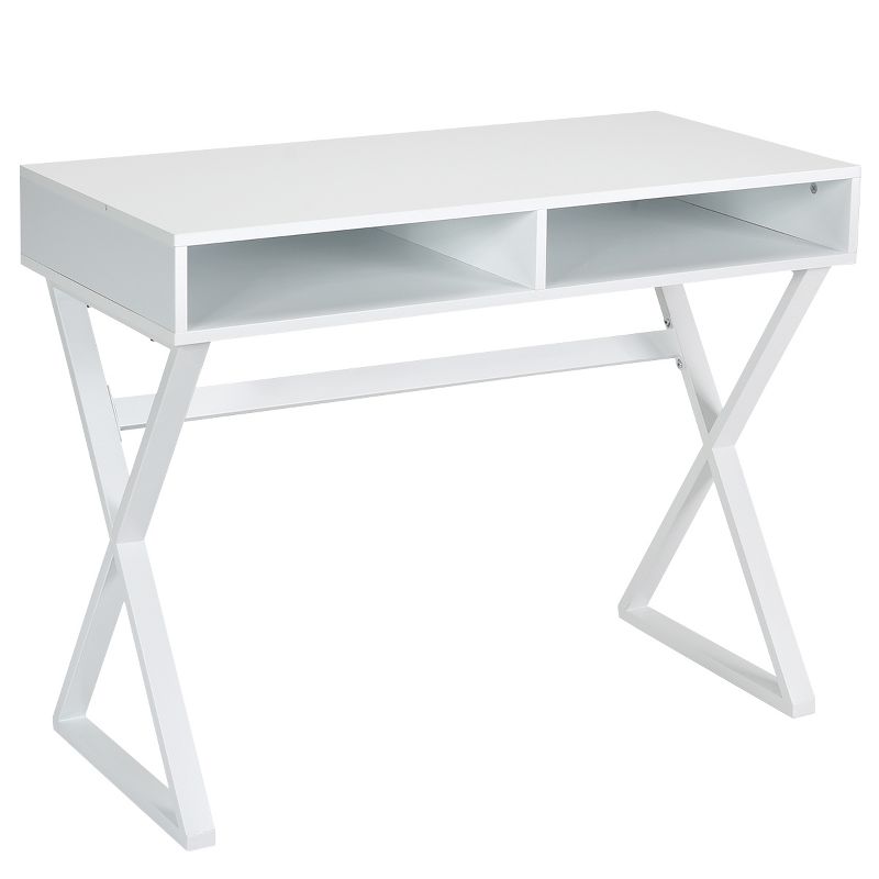 Tangkula Writing Desk Makeup Vanity Table Modern Computer Desk With 2 Storage Compartments, 5 of 9