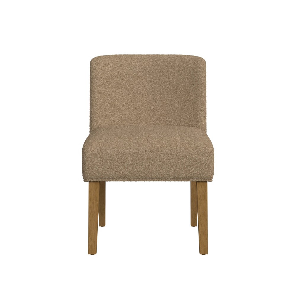 Upholstered Dining Chair Brown Boucle HomePop: Transitional Style, Polyester Fabric, Hardwood Frame