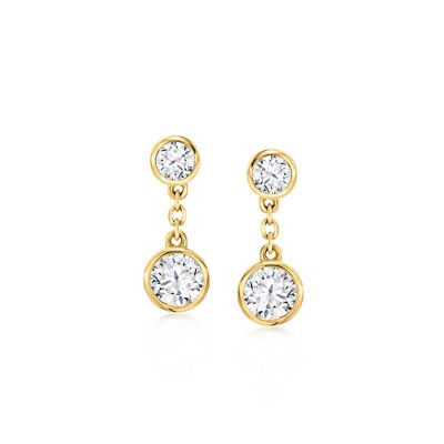 Ross-Simons 0.60 ct. t.w. Diamond Cable-Link Drop Earrings in 14kt Yellow Gold