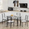 HOMCOM Kitchen Table and Chairs for 4, Modern Dining Table Set with Padded Sponge Cushion Chairs and Marble Textures Dining Table, Light gray, Black - 3 of 4