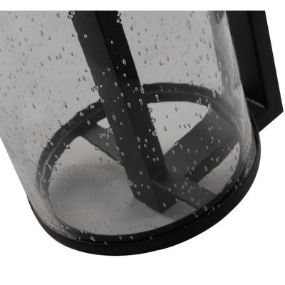 Matte Black LED Outdoor Wall Sconce with Seeded Glass