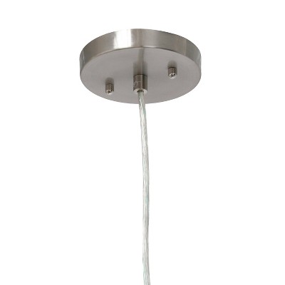 Aqua Sea Glass Globe Pendant with Brushed Nickel & Natural Rope Accent
