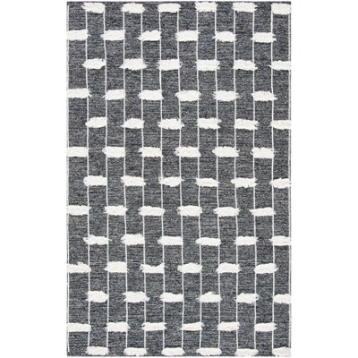 Striped Kilim Stk508 Hand Woven Area Rug - Black/ivory - 4'x6 ...