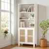 Mshliw 70.9" Tall Bookcase with Rattan Doors, 5-Tier Storage Wood Bookshelf for Living Room, Storage Cabinet for Bedroom, Library, or Home Office - 2 of 4