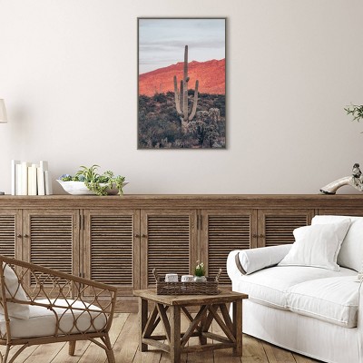Sunsets and Saguaros Desert Framed Canvas Wall Art