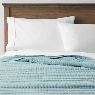 King Lofty Velvet Quilt Light Teal Blue - Threshold™ : Target