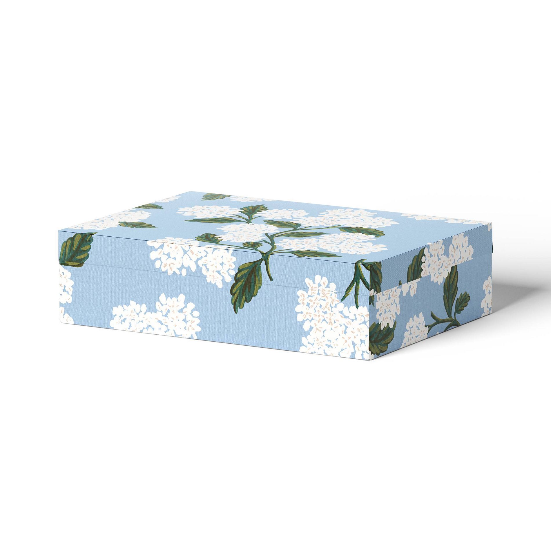 Rifle Paper Co. x Target Large Hydrangea Decorative Storage Box: Multicolored Rectangle, Cardboard & Polyester, 14.25"x10.25"x3.5"