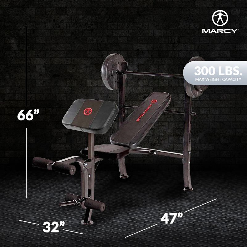 Marcy MKB-2081 Pro 14 Gauge Steel Home Gym Standard Weight Training Bench w/ 80 Pound Weight Set Including (2) 25 Pound Plates and (2) 15 Pound Plates, 3 of 7