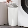 LunaLulinlk 10 L Small Bathroom Plastic Trash Can with Pop Up Lid, White - 4 of 4