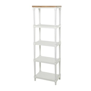 71.5" Farmhouse Wood Shelving Unit White - Olivia & May: 5-Tier Storage, No Assembly Required - 1 of 4