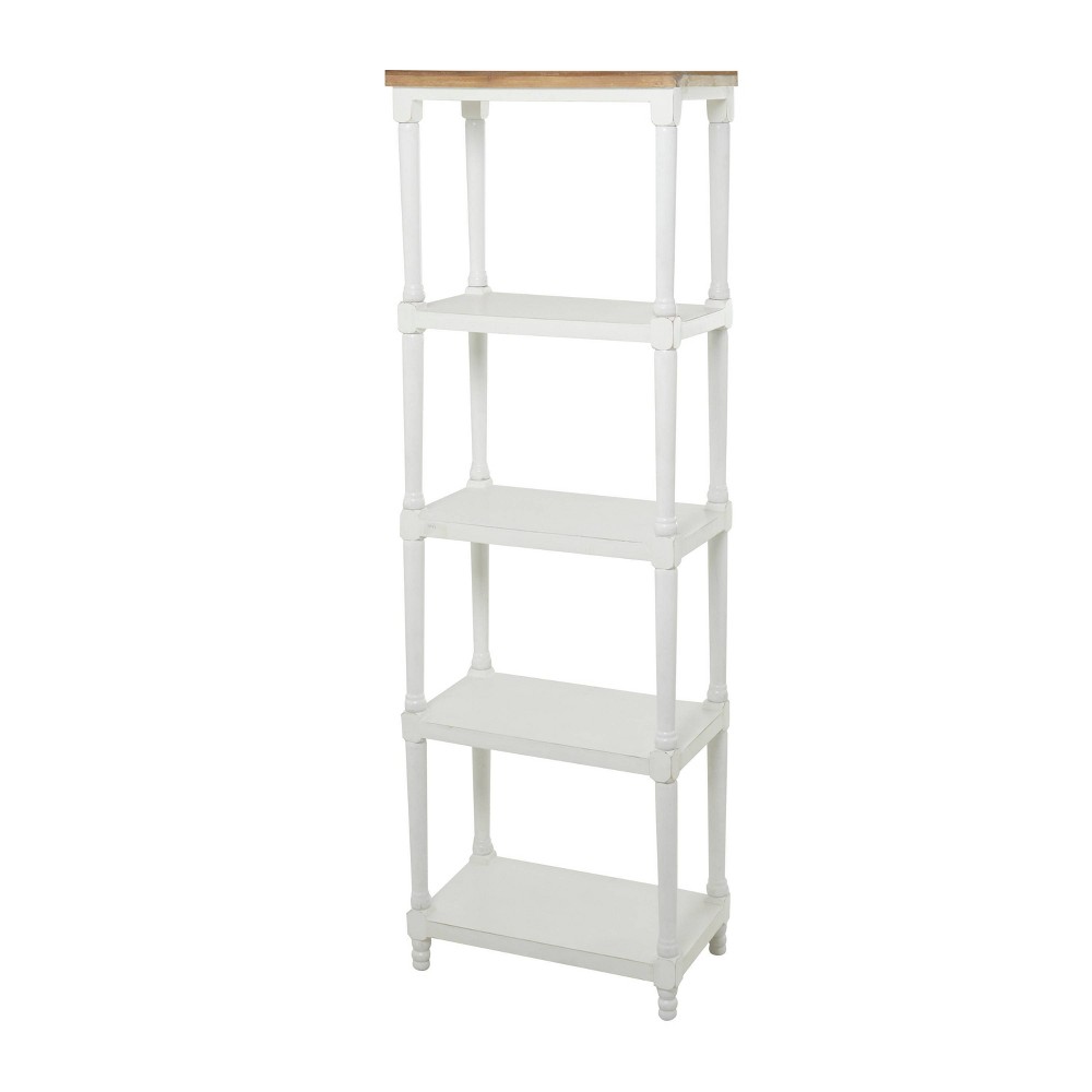 Photos - Garden & Outdoor Decoration 71.5" Farmhouse Wood Shelving Unit White - Olivia & May: 5-Tier Storage, No Assembly Required