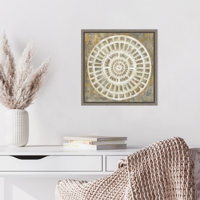 Neutral Abstract Medallion Canvas Wall Art in Frame