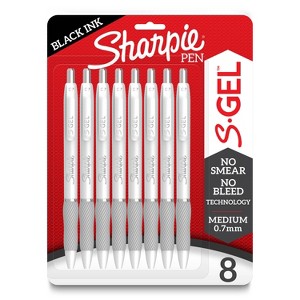 Sharpie 8ct S-Gel Pens Fashion White 0.7mm Black Ink: Art Stationery, Office Gel Pens, 8-Pack, Black Ink - 1 of 4