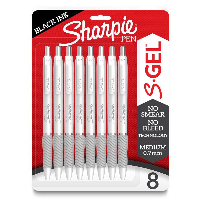 Sharpie 8ct S-Gel Pens Fashion White 0.7mm Black Ink, 1 of 6