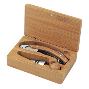 True Keepsake 2 Piece Bamboo Wine Opener Accessory Set -Includes Corkscrew Opener and Bottle Stopper-Stainless Steel Manual Bottle Opener,Cork Stopper - 1 of 4
