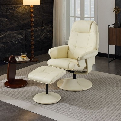 PU Leather Massage Recliner Chair with Ottoman and Heated Seat,360° Swivel and 140° Adjustable Backrest Recliner-The Pop Home