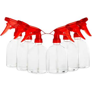 Juvale 6 Pack Empty Plastic Spray Bottles, All-Purpose Clear Refillable Red Spray Bottles for Cleaning Solutions, Dog Training, Hair, Plants (16 oz)