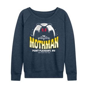 Women's - Instant Message - The Mothman Lightweight French Terry Wide Neck Long Sleeve Graphic Shirt - 1 of 4