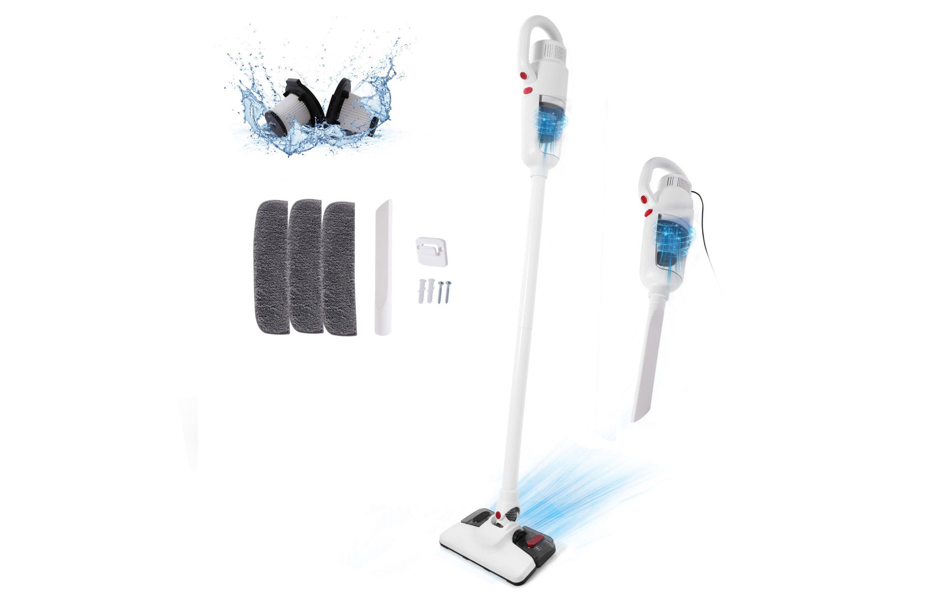 AEELLEEA Lightweight Corded Stick Vacuum Mop Combo, 400W 12Kpa Suction with 3 Filters & Mop Pads for Hard Floors