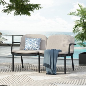 Weather-Resistant Outdoor Loveseat with Water-Repellent Cushions, Rust-Resistant PP Frame, and Ergonomic Design for Maximum Comfor-Coolbibila - 1 of 4