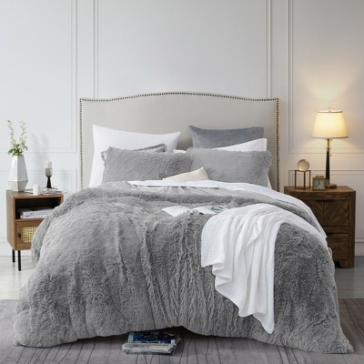 3 Piece Faux Fur Duvet Cover Set Soft and Fluffy Crystal Velvet Bedding by Sweet Home Collection®