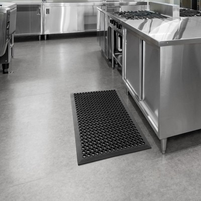 Black 36" x 36" Non-Slip Rubber Kitchen Drainage Mat