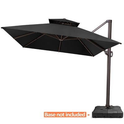 Pellebant 10'x 12.5' Patio Cantilever Umbrella UV30+ Double Top High-strength Aluminum Pole with 360°Rotation 5 Heights Adjustable