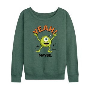 Women's - Disney - Mike Yeah Maybe Lightweight French Terry Wide Neck Long Sleeve Shirt - 1 of 4