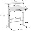 Standing Desk, Height Adjustable Desk, Mobile Computer Desk with 4 Wheels, Standing Seat Table, Laptop Table, Tilting Tabletop, Workstation for Home - 3 of 4