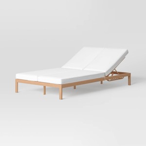 Double Wide Chaise Lounge Light Brown Threshold designed with Studio McGee Steel Frame Rust Resistant