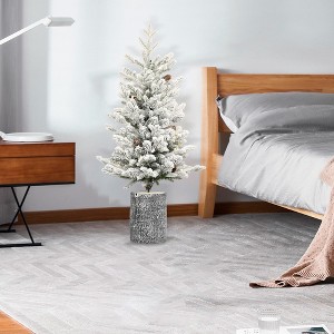 Whisen 2FT Prelit Christmas Tree with Pot Base, LED Lights, 189 Tips, PE+PVC Branches with 3 Pine Cones - 1 of 4