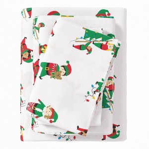 100% Cotton Christmas Flannel Sheets - Great Bay Home - 1 of 4