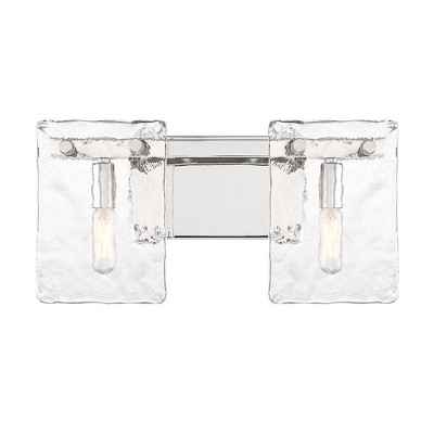 Polished Nickel 2-Light Vanity with Handmade Water Glass Shades