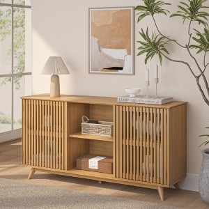 Plank+Beam Mid Century Modern Solid Wood Sideboard with 2 Doors, 59" TV Stand for Living Room - 1 of 4