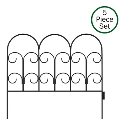 Nature Spring Interlocking Metal Garden Fencing - Black - Set of 5