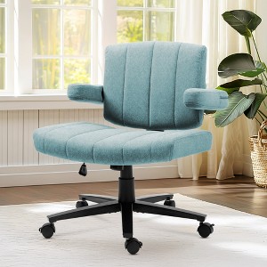 FONTOI Criss Cross Wheeled Chair, High-Backed with Adjustable Wide Armrests, Anti-Skid Fabric Upholster for Home Office Use, 26"*19"*38" - 1 of 4