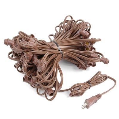 Warm White LED Globe Outdoor String Lights with Brown Wire, 100 Feet