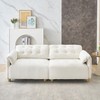 TiramisuBest French retro cloud fabric double-seat creamy style straight-line sofa for the living room., Modular Sectional Sofa with Storage - 2 of 4